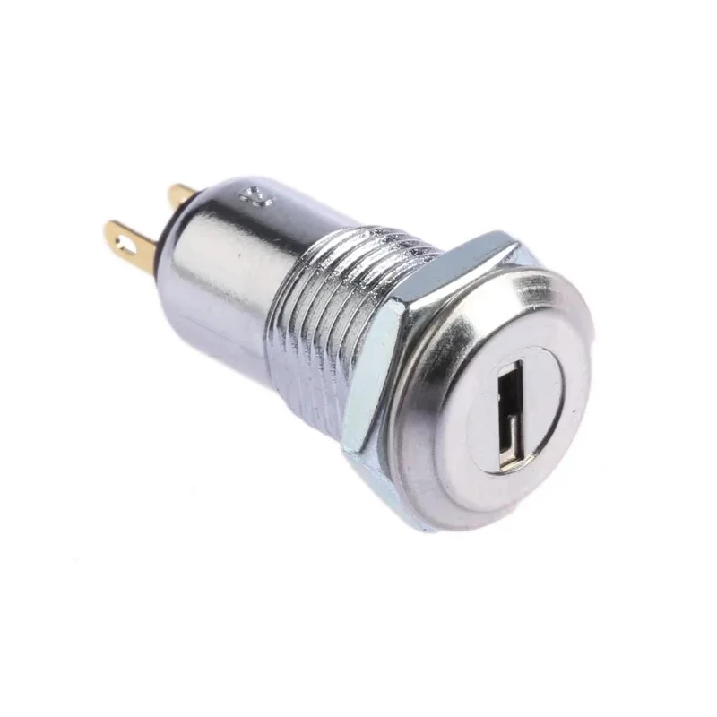 Lorlin Key Switch SPST 500mA 2-Way Flat Common Key Zinc Alloy Housing Round Bezel SKL-12-BS2