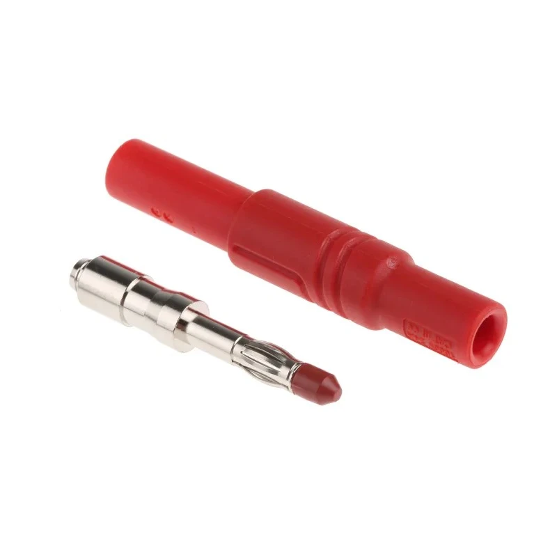 Staubli Red Male Banana Plug 4 mm Connector Screw Termination 1000 V ac/dc 24 A Nickel 934097101