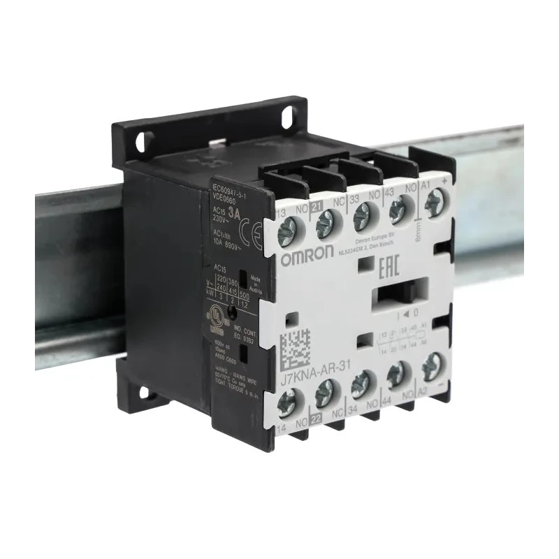 Omron Industrial Contactor 24V DC Coil, 4-Pole, 10A Current, 2.5W Power, 3 NO/1 NC Contacts J7KNA-AR