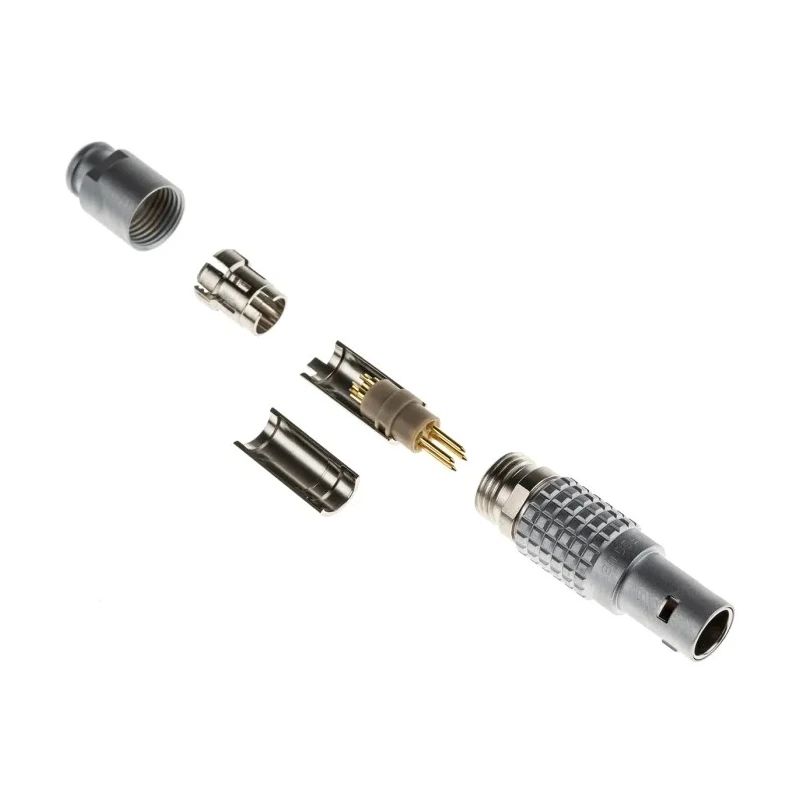 LEMO Circular Connector 4 Contacts Cable Mount Plug Male 9.5 mm IP50 Brass Gold Plated Contacts FGG.0B.304.CLAD52Z