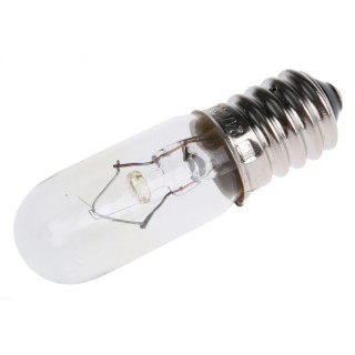 RS PRO E14 Indicator Light Clear 24-30 V 5 W 330 mA 3000 h T16 Tubular SES Screw Base 16 mm Diameter 54 mm Length 360-7389