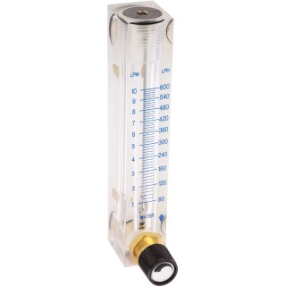 Key Instruments FR4500 Series Variable Area Flow Meter for Liquid, 0.8L/min Minimum, 9L/min Maximum, Acrylic Housing FR4500
