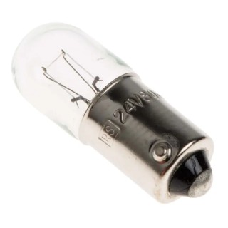 RS PRO Tubular MCC Indicator Light Clear Lens 24V 80mA 7000h Lifespan BA9S Base BA9S