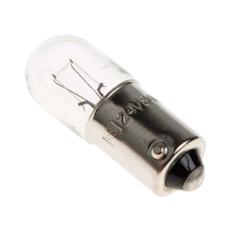 RS PRO Tubular MCC Indicator Light Clear Lens 24V 80mA 7000h Lifespan BA9S Base BA9S