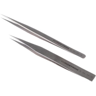 Lindstrom Stainless Steel Fine ESD Safe Tweezer Set 8mm Overall Width 2 Pieces 9858