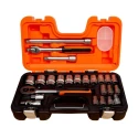Bahco 24-Piece 1/2 in Standard Socket Set Chrome Vanadium Steel 10 to 32 mm S240