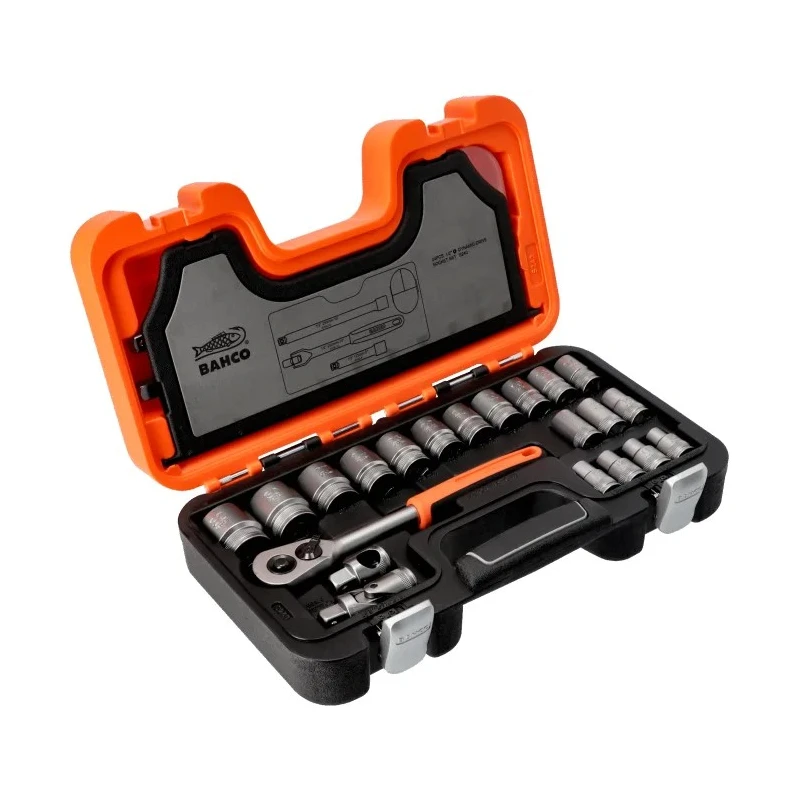 Bahco 24-Piece 1/2 in Standard Socket Set Chrome Vanadium Steel 10 to 32 mm S240