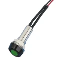 Oxley Green Panel Mount Indicator, 12V, 15mA, Lead Wire Termination, IP68 Rated, Recessed Bezel STR/LH/8/12/FL30/GN