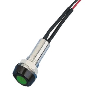 Oxley Green Panel Mount Indicator, 12V, 15mA, Lead Wire Termination, IP68 Rated, Recessed Bezel STR/LH/8/12/FL30/GN