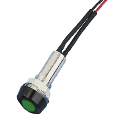 Oxley Green Panel Mount Indicator, 12V, 15mA, Lead Wire Termination, IP68 Rated, Recessed Bezel STR/LH/8/12/FL30/GN
