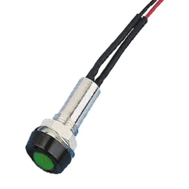 Oxley Green Panel Mount Indicator, 12V, 15mA, Lead Wire Termination, IP68 Rated, Recessed Bezel STR/LH/8/12/FL30/GN