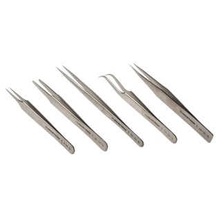 Lindstrom Stainless Steel Pointed ESD Safe Tweezer Set 5 Pieces 9855