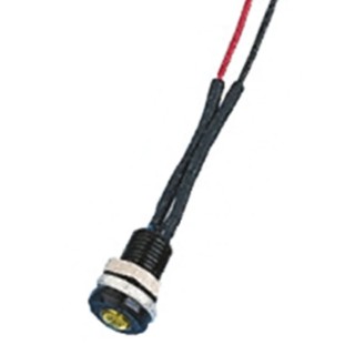 Oxley LED Yellow Panel Mount Indicator 6.4 mm Mount Hole Size Flying Lead Termination IP66 12V AC OXL/CLH/63/B/12AC/FL30/YW