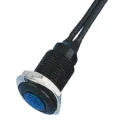 Oxley Blue Panel Mount Indicator 12V AC 7.5mA Lead Wire Termination IP66 Flush Black Bezel OXL/CLH/100/12AC/FL30/BE