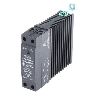 Crydom Solid State Relay, Zero Cross Switching Type, 30 A Load, DIN Rail Mount, 280 Vrms Load, 110-280 V Control CKRA2430