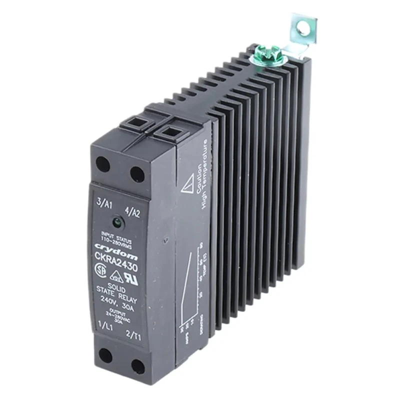 Crydom Solid State Relay, Zero Cross Switching Type, 30 A Load, DIN Rail Mount, 280 Vrms Load, 110-280 V Control CKRA2430