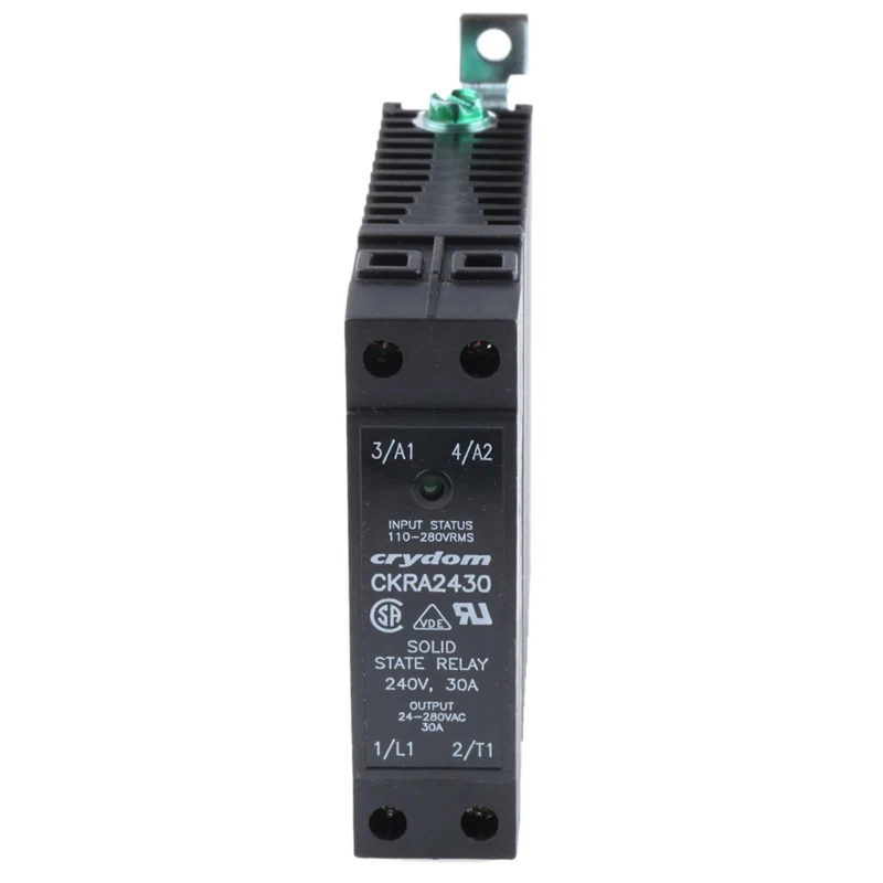 Crydom Solid State Relay, Zero Cross Switching Type, 30 A Load, DIN Rail Mount, 280 Vrms Load, 110-280 V Control CKRA2430