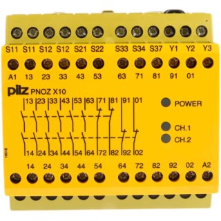 Pilz 24V DC Safety Relay with 6 Safety Contacts and 4 Auxiliary Contacts PNOZ X10 774709