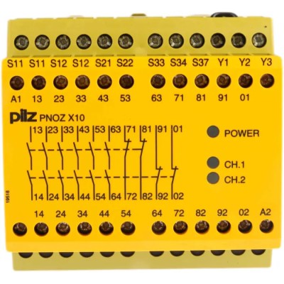 Pilz 24V DC Safety Relay with 6 Safety Contacts and 4 Auxiliary Contacts PNOZ X10 774709