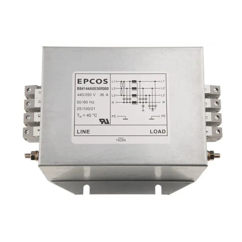 TDK Flange EMC Filter 3 Phase, 36 A, 440V AC, 50 Hz 60 Hz, Tab Termination B84144A0036R000