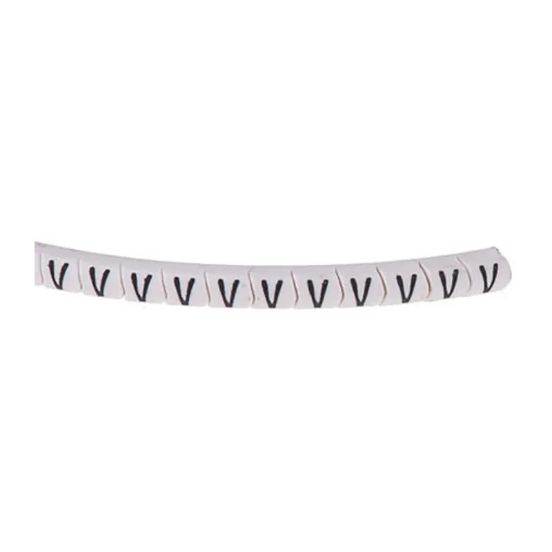 HellermannTyton Helagrip Slide-On Cable Marker Pre-Printed V for 2-5 mm Cable, Black Legend on White PVC, 515-03959 HGDC2-5