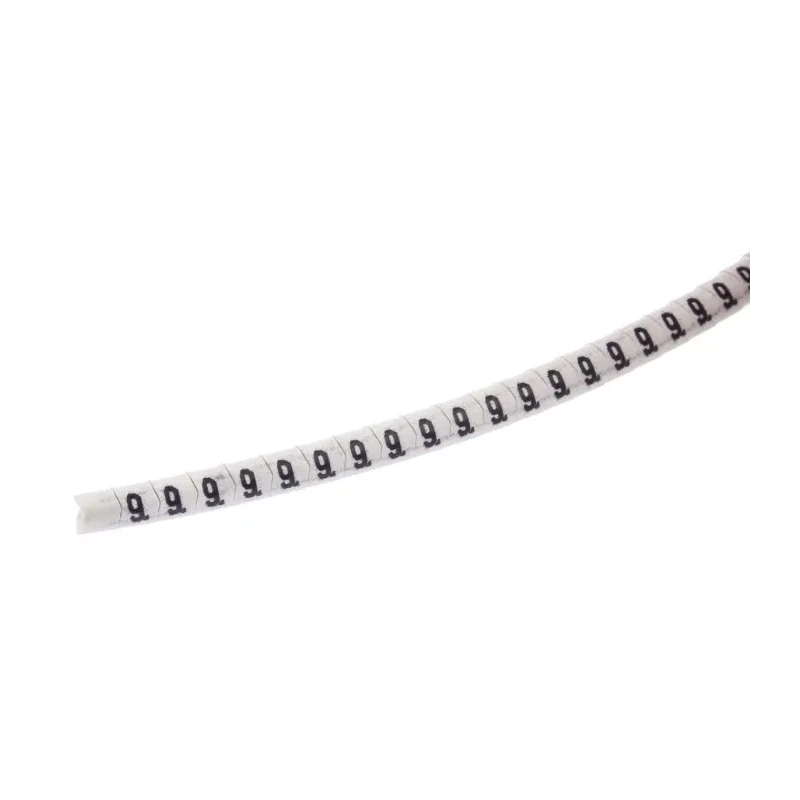 HellermannTyton Helagrip Slide-On Cable Marker Pre-Printed Black "9" Legend, White PVC, Fits 2-5 mm Cable Diameter HGDC2-5