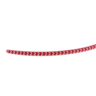 HellermannTyton Helagrip Cable Marker, White, Pre-printed "2", 3.5 mm Length, PVC Material, UL 94 515-03947 HGDC2-5 2-PVC-RD