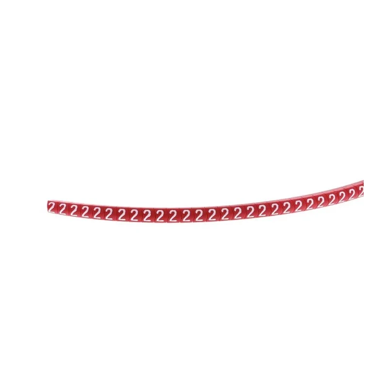 HellermannTyton Helagrip Cable Marker, White, Pre-printed "2", 3.5 mm Length, PVC Material, UL 94 515-03947 HGDC2-5 2-PVC-RD