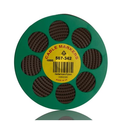 HellermannTyton Helagrip Slide-On Pre-Printed Cable Marker, White Legend "1", 2-5 mm Cable Diameter, Polyvinyl HGDC2-5
