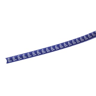 HellermannTyton Helagrip Slide-On Cable Marker, Blue PVC, White Pre-printed "6", 2-5 mm Cable Diameter, UL 94 V-0 HGDC2-5