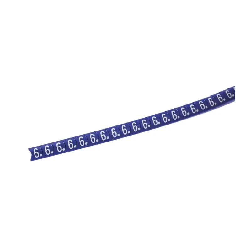 HellermannTyton Helagrip Slide-On Cable Marker, Blue PVC, White Pre-printed "6", 2-5 mm Cable Diameter, UL 94 V-0 HGDC2-5