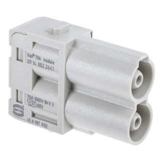 HARTING Heavy Duty Power Connector Module, 70A Current Rating, HAN Modular Series Male, 2 Contacts, 1kV Voltage 09140022641