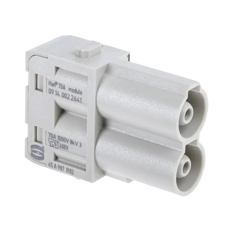 HARTING Heavy Duty Power Connector Module, 70A Current Rating, HAN Modular Series Male, 2 Contacts, 1kV Voltage 09140022641