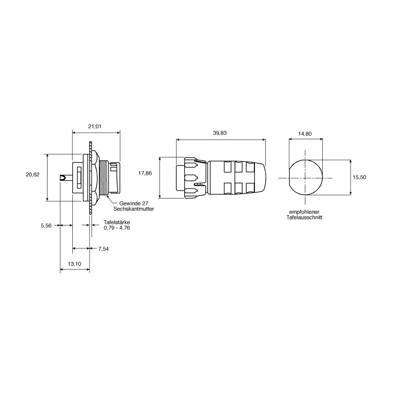 Switchcraft Circular Connector 3 Contacts Cable Mount Socket Male IP68 IP69K EN3 Series EN3C3MX