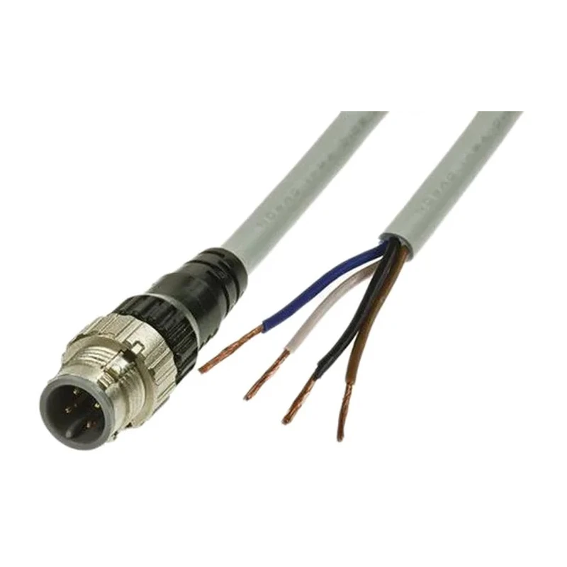 Omron Sensor Actuator Cable Male 4 Contacts Straight to Unterminated Grey Polycarbonate Polyurethane Jacket XS5H-D421-C80-F