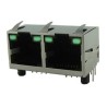 Amphenol Communications Solutions RJE39 Series RJ45 Connector Female, PCB Shielded Right Angle 2 Port 8 Way RJE39