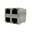 Amphenol Communications Solutions RJ45 Connector Female PCB Cat5e Shielded Right Angle 2 Port 8 Way RJSGE4