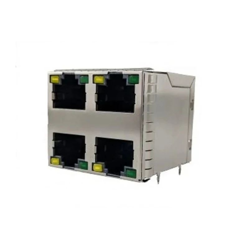 Amphenol Communications Solutions RJ45 Connector Female PCB Cat5e Shielded Right Angle 2 Port 8 Way RJSGE4