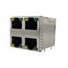Amphenol Communications Solutions RJ45 Connector Female PCB Cat5e Shielded Right Angle 2 Port 8 Way RJSGE4