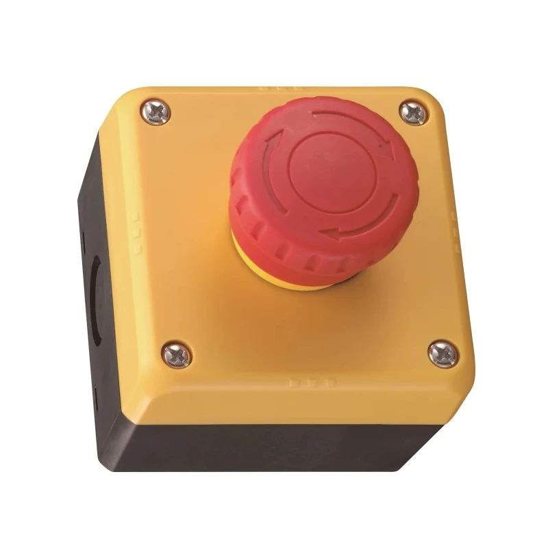 Idec YW Series Twist Release Emergency Stop Push Button Surface Mount 22 mm Cutout 1 NC IP65 FB1W-YW1B-V4E01R