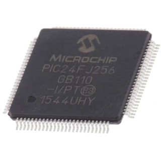 Microchip 16 bit PIC Microcontroller, PIC24FJ Series, 256kB FLASH, 32 MHz, 100-Pin TQFP PIC24FJ256GB110-I/PT