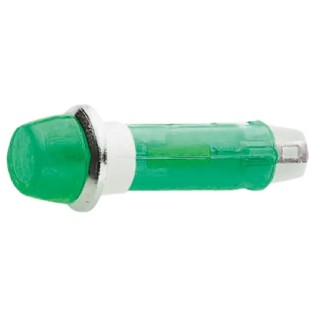 CAMDENBOSS Green Panel Mount Indicator 503 Series, 8 mm Mount Hole, Chrome Bezel, Solder Tab IND5032211-240-T/GRN