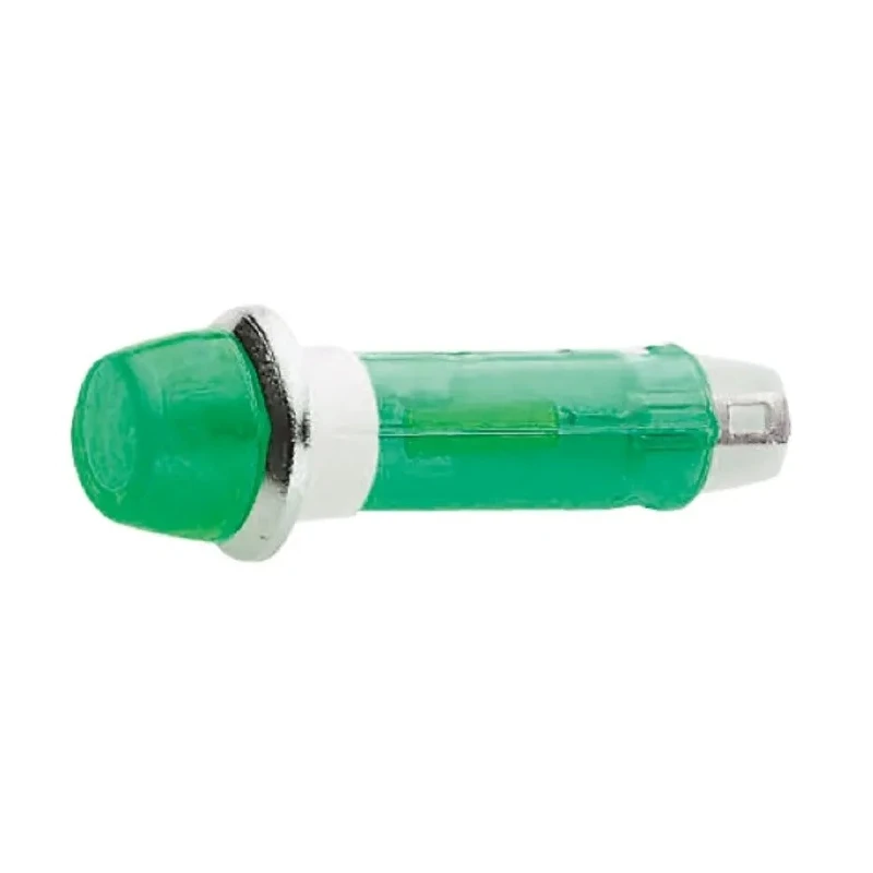 CAMDENBOSS Green Panel Mount Indicator 503 Series, 8 mm Mount Hole, Chrome Bezel, Solder Tab IND5032211-240-T/GRN