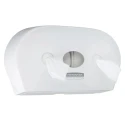 Aquarius White Plastic Dual Mini Twin Roll Centre-feed Toilet Paper Dispenser 133mm x 464mm x 464mm 7186