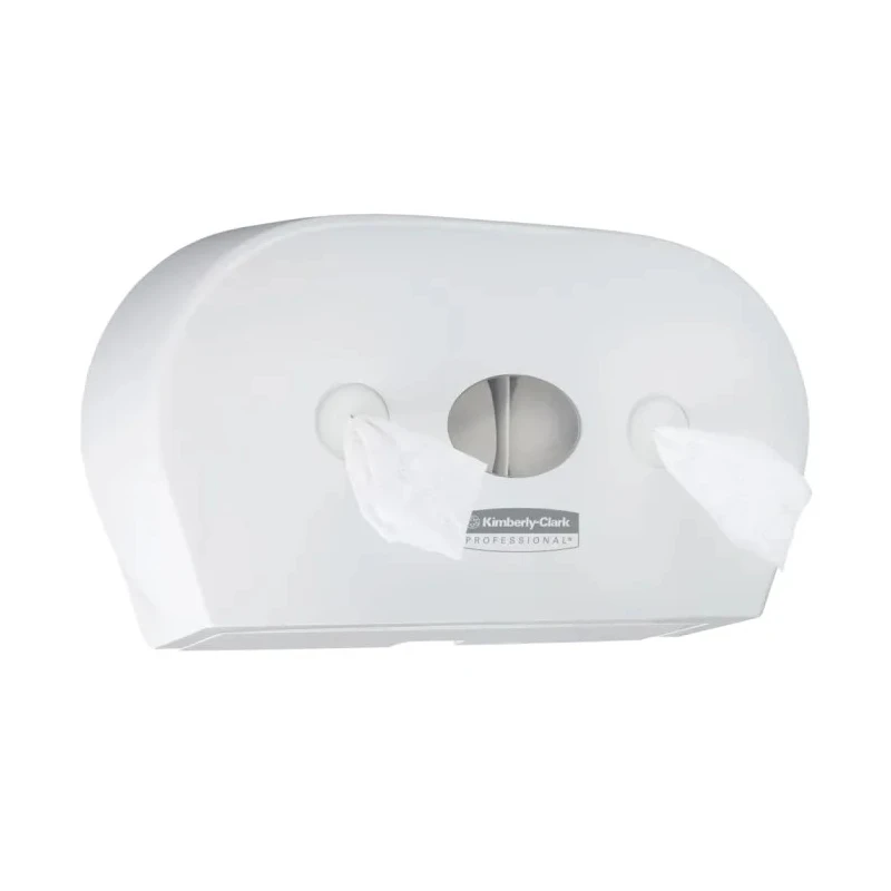 Aquarius White Plastic Dual Mini Twin Roll Centre-feed Toilet Paper Dispenser 133mm x 464mm x 464mm 7186