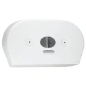 Aquarius White Plastic Dual Mini Twin Roll Centre-feed Toilet Paper Dispenser 133mm x 464mm x 464mm 7186