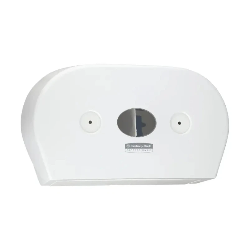 Aquarius White Plastic Dual Mini Twin Roll Centre-feed Toilet Paper Dispenser 133mm x 464mm x 464mm 7186