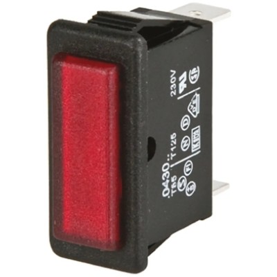 Arcolectric (Bulgin) Ltd 0430 Series Red Panel Mount Indicator with Solder Tab Termination, 250V, 16A, Prominent C0430FQNAY