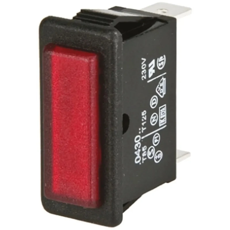 Arcolectric (Bulgin) Ltd 0430 Series Red Panel Mount Indicator with Solder Tab Termination, 250V, 16A, Prominent C0430FQNAY
