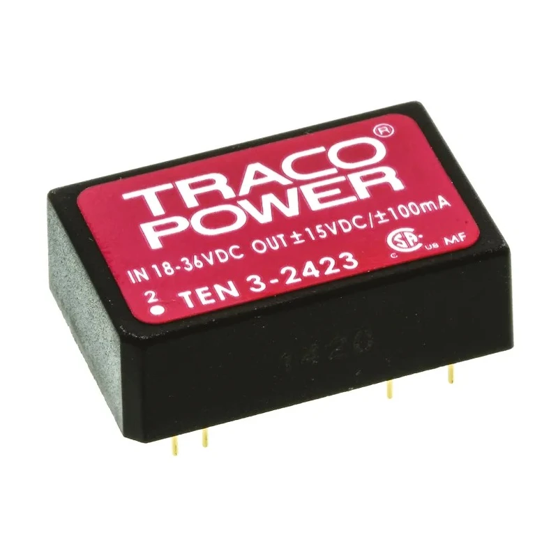 TRACOPOWER TEN 3-2423 DC/DC Converter Dual Output ±15 V 100 mA 3 W PCB Mount 18-36 V Input 85°C Max Temp